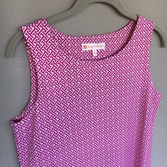 Jude Connally Dress Women's M Beth Pink Geo Print Sleeveless Jude Cloth - Picture 7 of 16